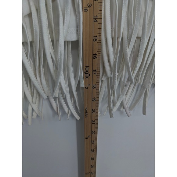 Western Fringe Skirt Women Small Ivory Boho Festival Mini Gold Label Pull On - Picture 7 of 7